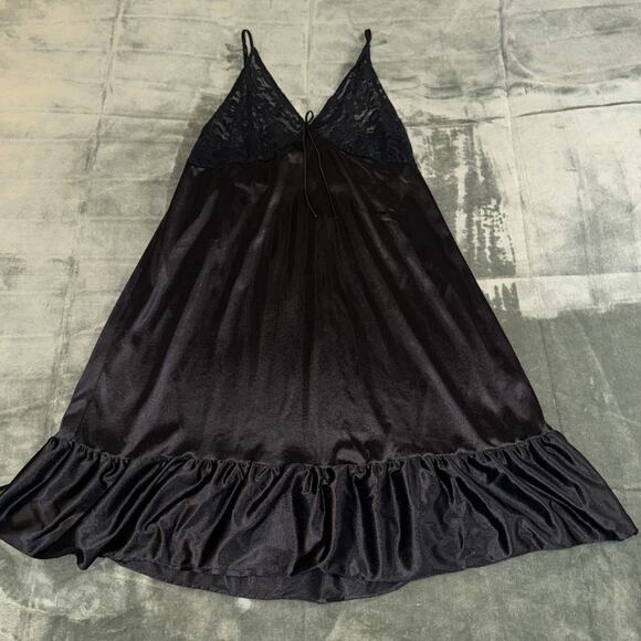 Anthony Richards Nightgown Slip Dress Women's 1X Black Lace Adjustable Straps - Picture 9 of 9